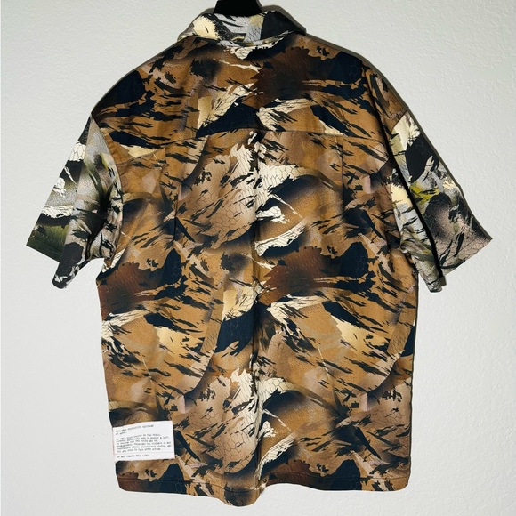 Heron Preston Camo Button Up Shirt Logo Patch Allover Print Short Sleeve Summer - Picture 10 of 12